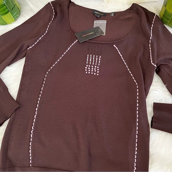 NEW BCBGMAXAZRIA Knit Classic Contrast Two Tone Scoop Neck Sweater Top M NWT - Picture 7 of 15